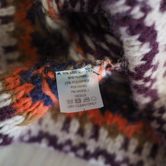 Peruvian Connection Lucerne Pullover Purple and Orange Alpaca Wool Sweater sz XL - Picture 8 of 10